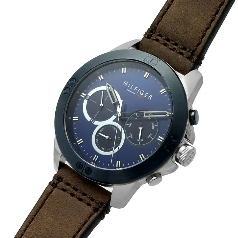 Tommy Hilfiger Harley Blue Dial Leather Men's Watch Watch- 1791895